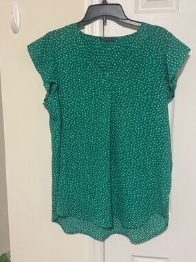 Adrianna Papell Emerald Green Printed Cap Sleeve Blouse